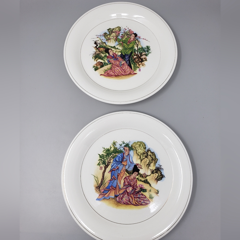 Lofisa Decorative White Plates with Colorful Design